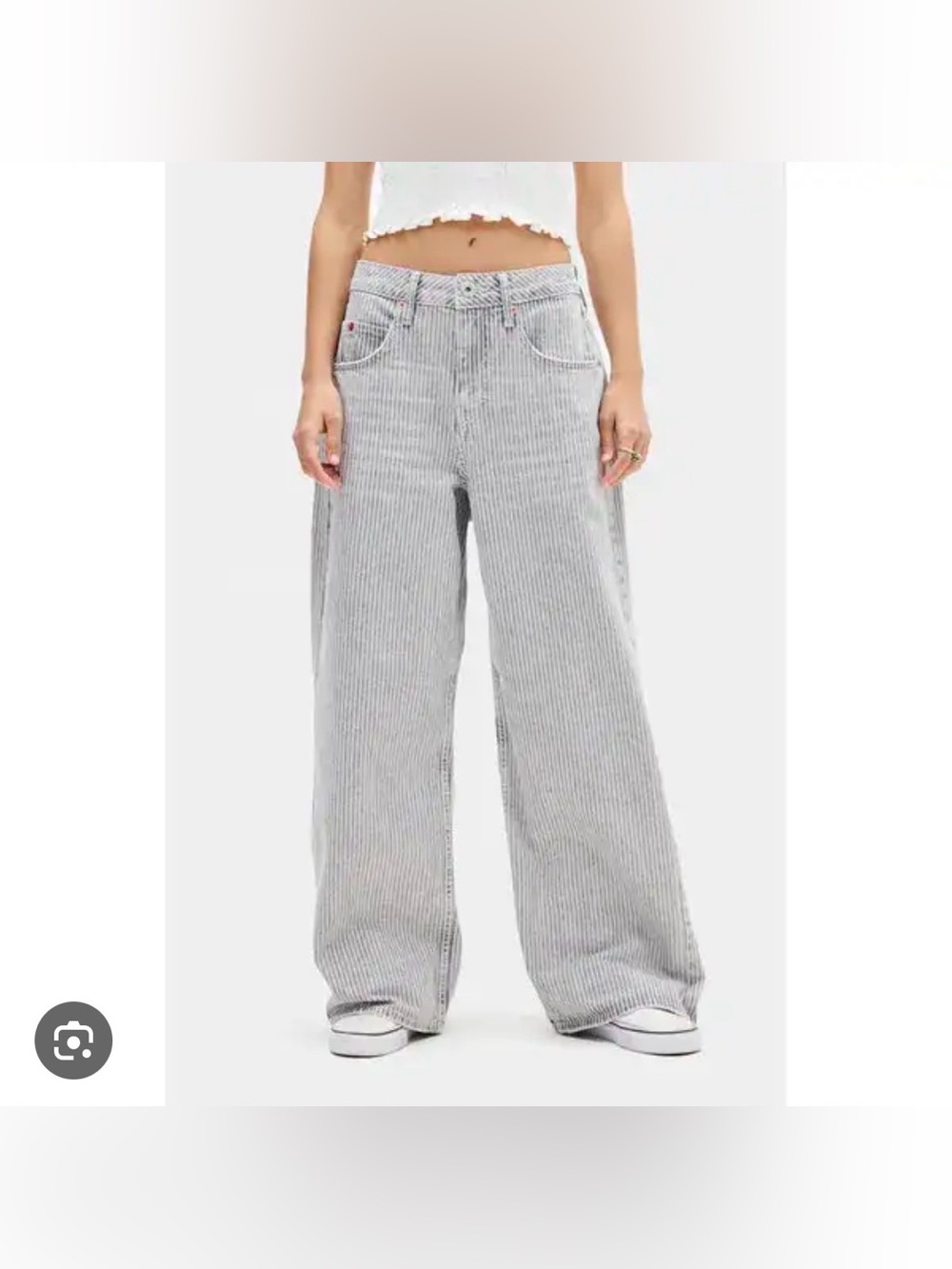 NWOT Urban Outfitters Jaya Ticking Stripe Low Rise Wide Leg Boyfriend Jeans 29